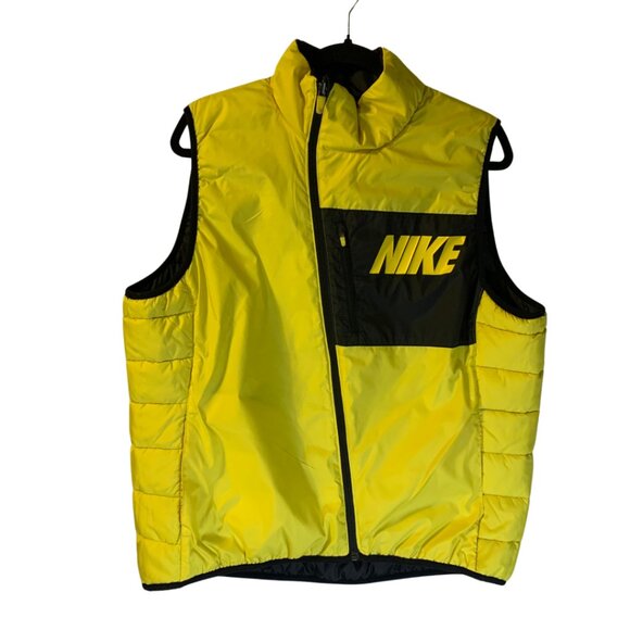 Nike Men's Oregon Ducks Puffer Vest Sz L Reversible Black Yellow U of O Full Zip - Picture 2 of 9
